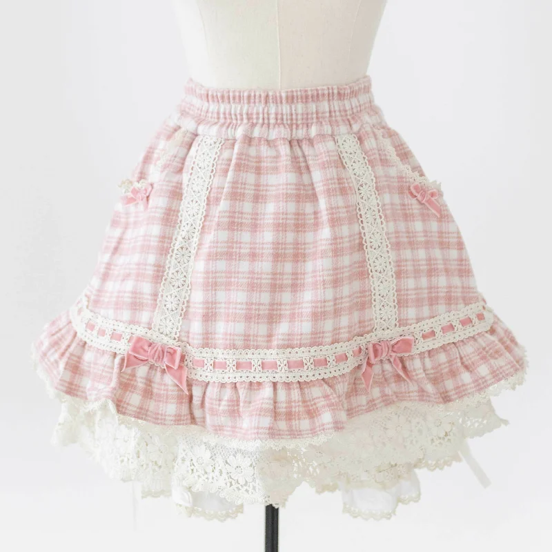 Relaxed Fashion Lilia & Lace Plaid Skort with Attached Bloomers