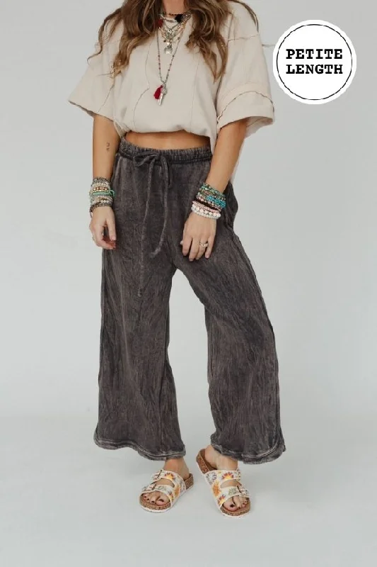 Comfortable Tops The Nest So Comfy Wide Leg Pant Petite Length - Charcoal