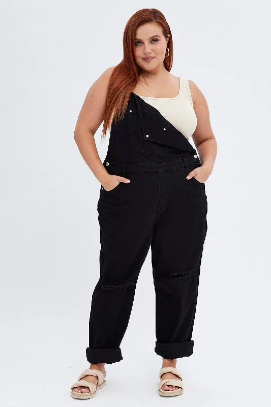 Fashionable Comfort Black Denim Overall