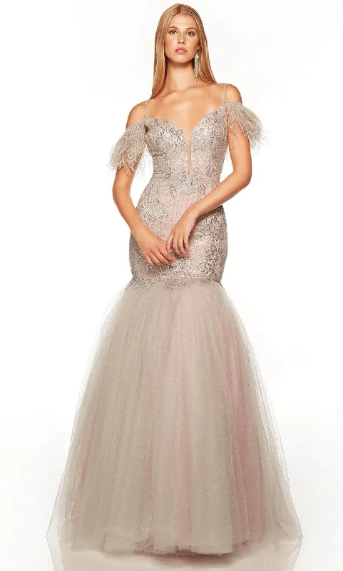 Layered Style Alyce Paris 61409 - Cold Shoulder Mermaid Prom Gown