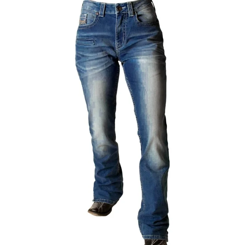 Sporty Comfort Cowgirl Tuff Western Jeans Womens Shattered Medium Wash JSHTTB