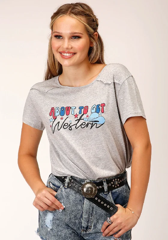 Cozy Apparel Roper Womens About To Get Western Grey Poly/Rayon S/S T-Shirt