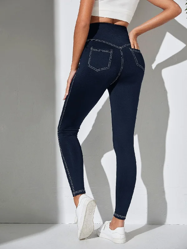 Warm Layers EZwear Stitch Detail Wideband Waist Leggings