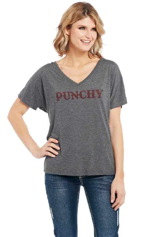 Simple Chic Cowgirl Up Womens Punchy Boyfriend Heather Grey Polyester S/S T-Shirt
