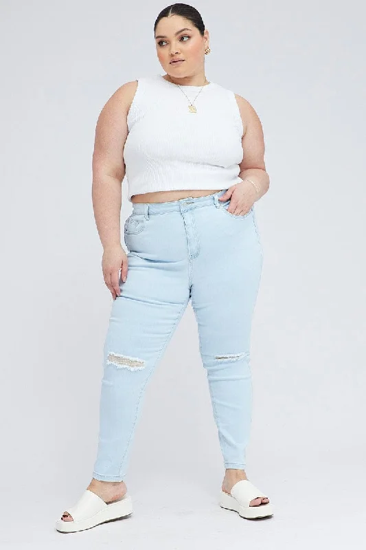 Light Fit Denim Skinny Jeans High Rise
