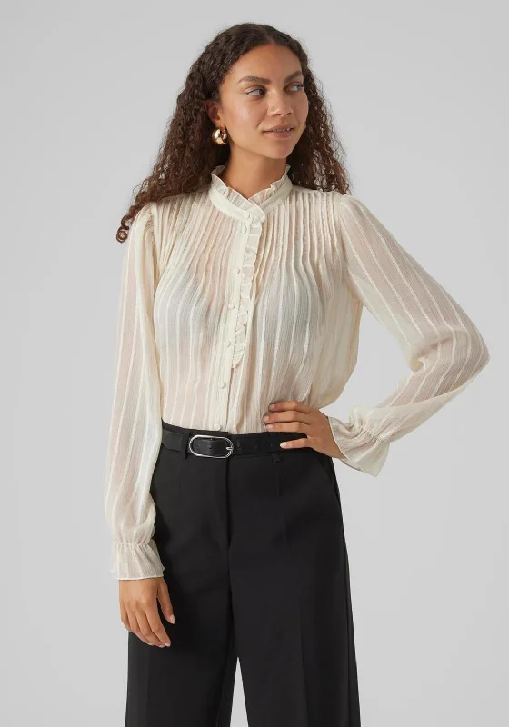 Cozy Apparel Vero Moda Gea Sheer Chiffon Shirt, Birch