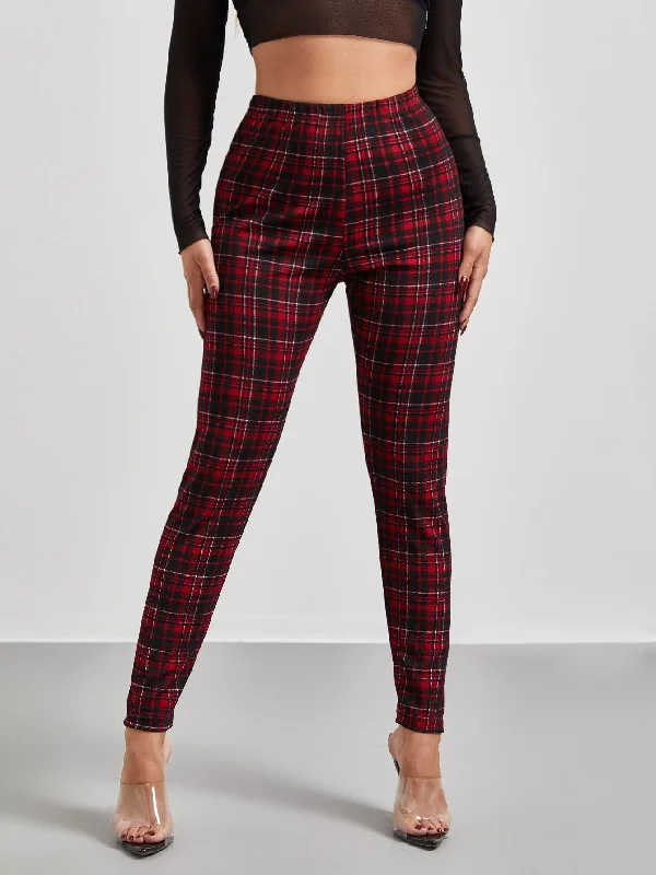 Easygoing Fashion Essnce High Waist Plaid Leggings