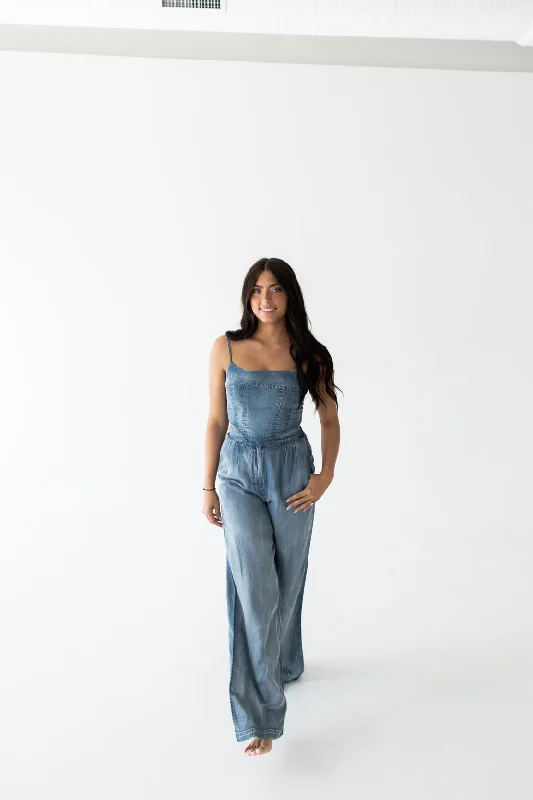 All-Day Outfits Tiffany High Waisted Pleated Wide Leg Pant | Chambray