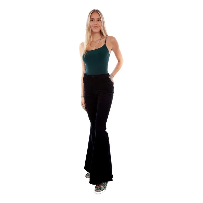 Cozy Fashion Trends Scully Western Pants Womens Corduroy Bell Bottom Flare Black F0_HC783