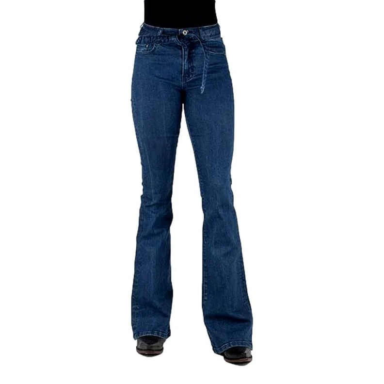 Casual Comfort Stetson Western Jeans Womens Flare Self Tie Blue 11-054-0921-2415 BU