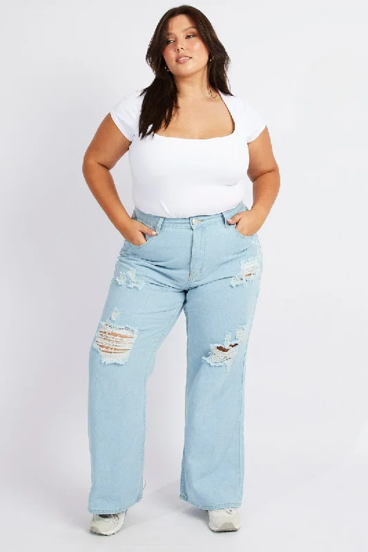 Breezy Comfort Denim Wide Leg Jeans High Rise