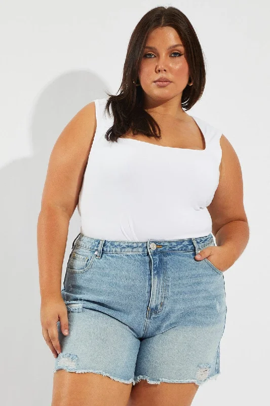 Cozy Chic Trends Denim Relaxed Shorts High Rise