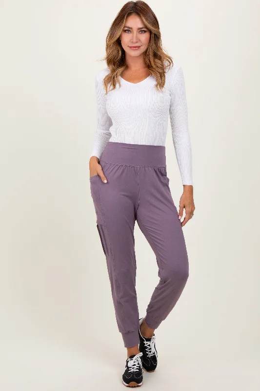 Cozy Essentials Violet Cargo Pocket Jogger Pants