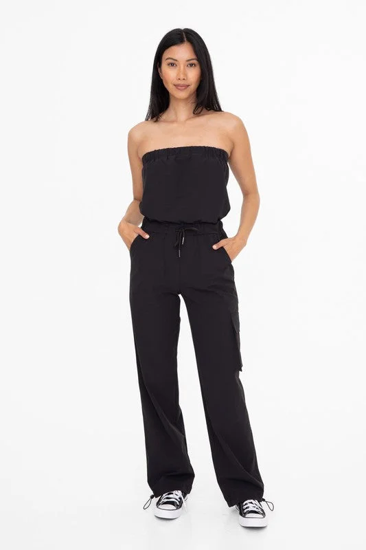 Casual Comfort Street Chic Strapless Cargo Jumpsuit