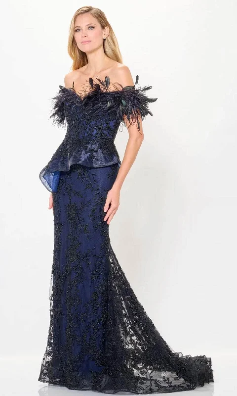 Easy Wear Chic Ivonne D ID6208 - Feather Accent Evening Dress