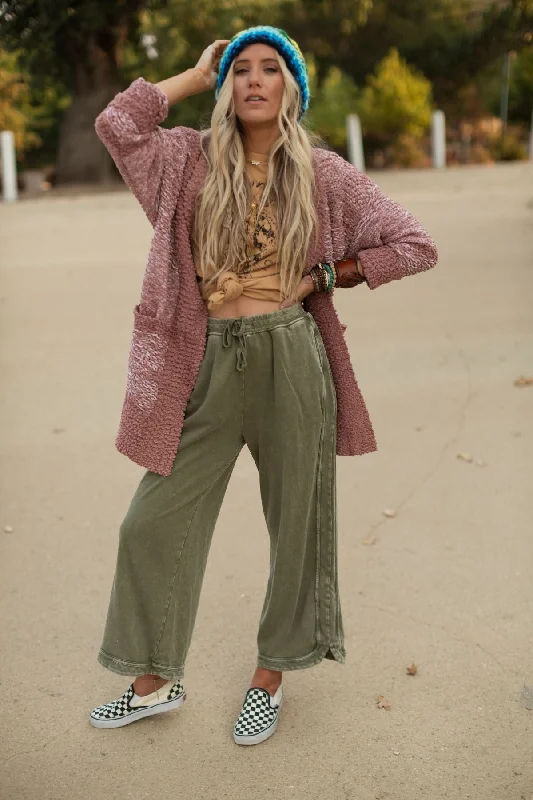 Fashionable Comfort So Comfy Wide Leg Pant Cropped Length - Olive