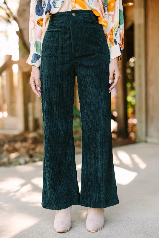 Cozy Essentials Wear All Over It Hunter Green Corduroy Pants