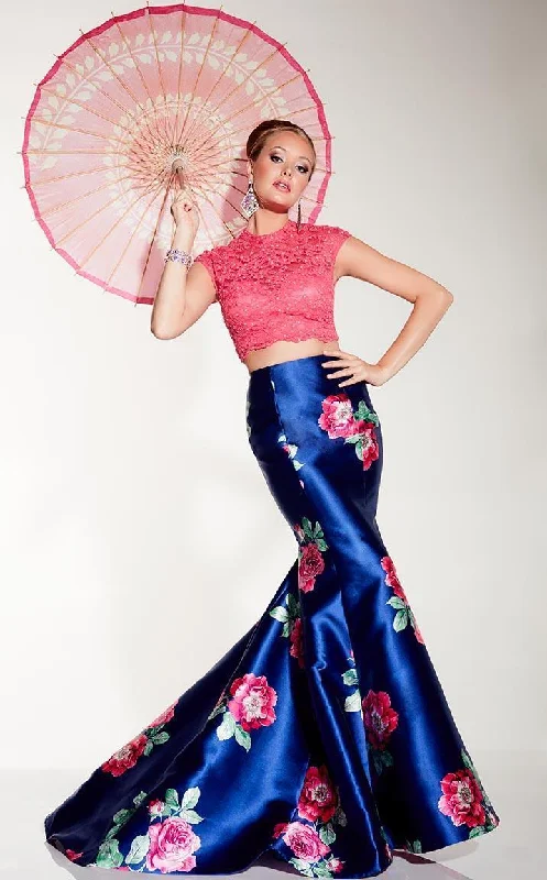 Everyday Outfits Panoply Floral Print Mikado Trumpet Gown in Royal Rose 14805