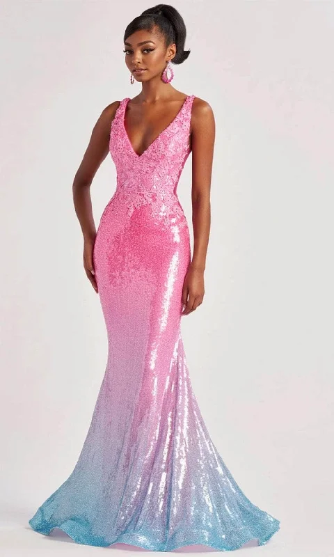 Breezy Comfort Colette By Daphne CL8605 - Sleeveless Ombre Prom Gown