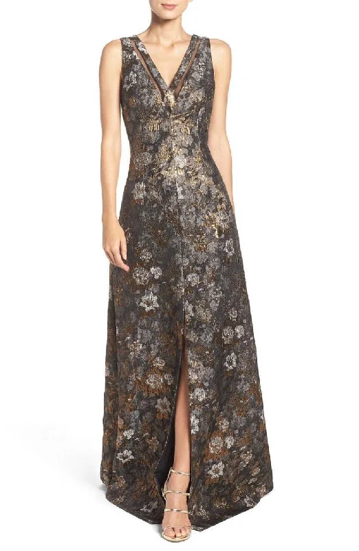 Light Dressing Aidan Mattox V-Neck Printed Jacquard Evening Dress MD1E200300