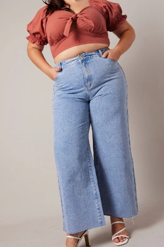 Soft Wearables Denim Wide Leg Jeans Mid Rise
