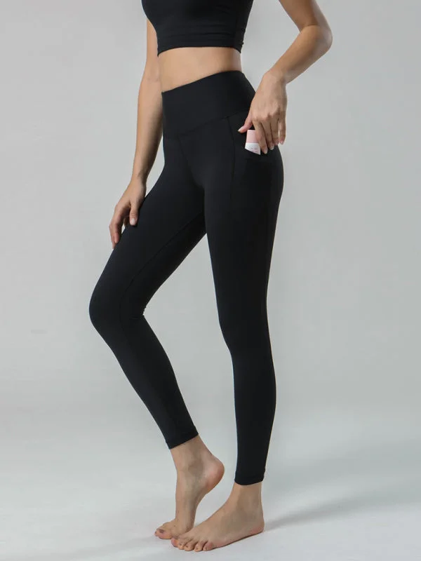 Cozy Footwear Double Sided Brushed Yoga Ninth Pants High Waist Pocket Sports Yoga Pants Women