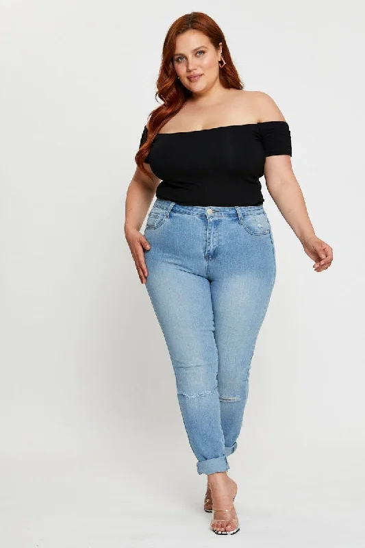 Casual Comfort Blue Denim Jean High Rise Skinny