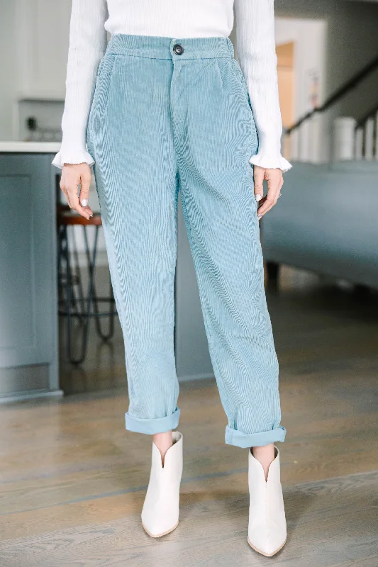 Relaxed Chic Can't Leave You Blue Gray Corduroy Pants