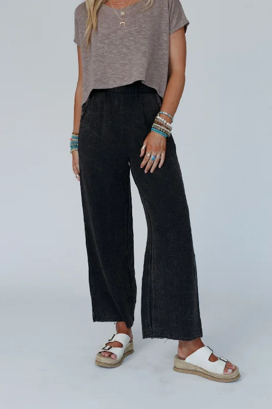 Comfortable Jeans Whispering Meadow Flowy Pants - Ash Black