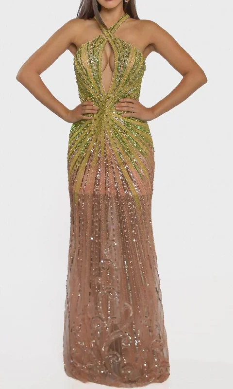 Cozy Apparel Terani Couture 241GL2679 - See-Through Skirt Beaded Prom Dress