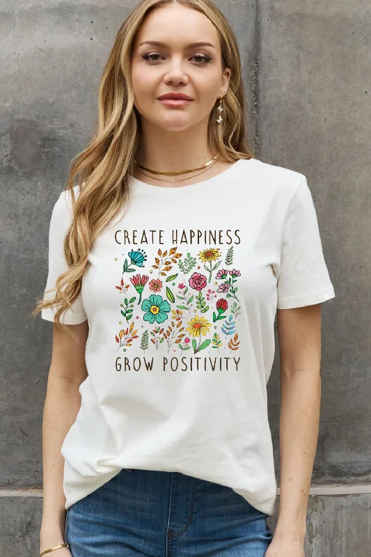 Timeless Outfits Simply Love Full Size CREATE HAPPINESS GROW POSITIVITY Graphic Cotton Tee