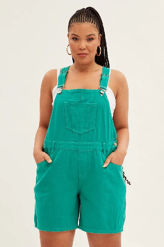 Easy Wear Chic Green Denim Overall