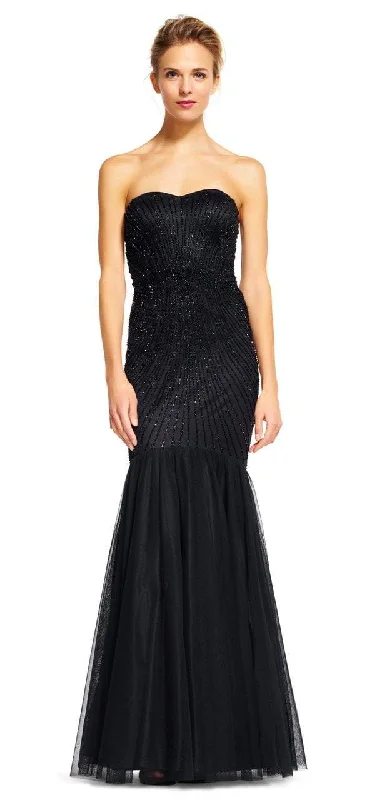 Soft Feel Adrianna Papell - Beaded Tulle Mermaid Gown AP1E200879