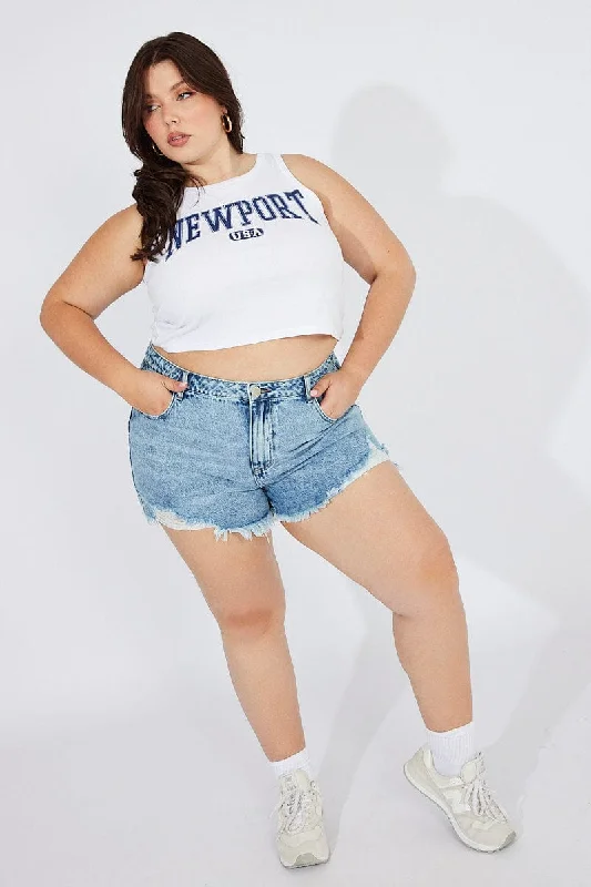 Comfortable Fitwear Denim Relaxed Shorts High Rise