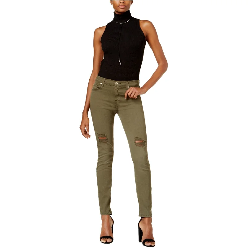 Classic Comfort 7 For All ManKind Womens Ripped Skinny Fit Jeans, Green, 24