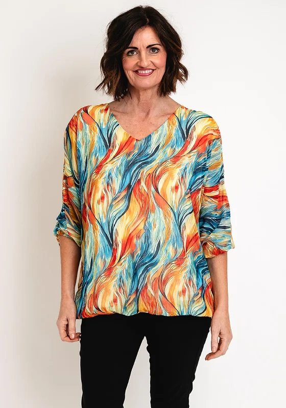 Light Layers Serafina Collection Chiffon Print Blouse, Orange