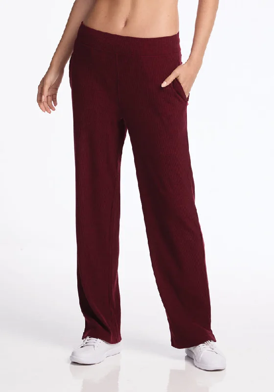Casual Comfort Wear Luca Ribbed Pants - Cranberry Melange