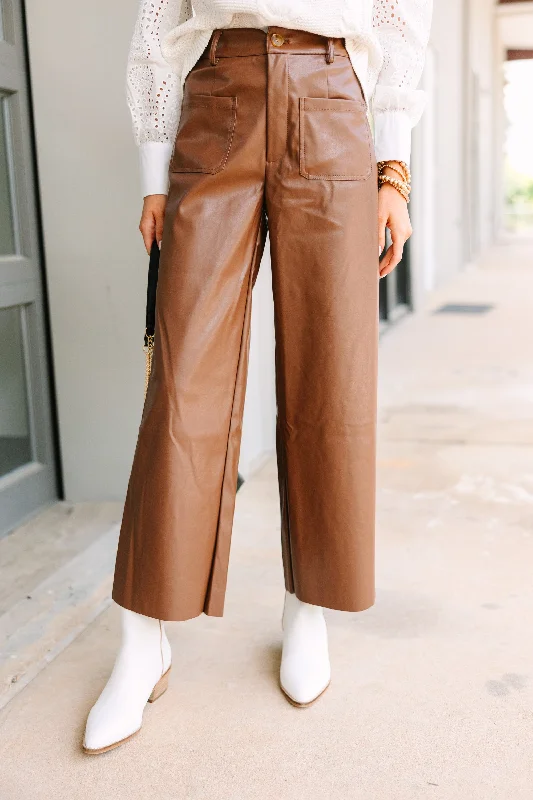 Simple Comfort Fate: Can't Lose Brown Faux Leather Pants