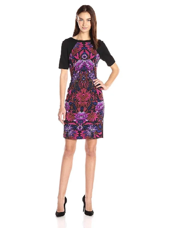 Soft Looks Adrianna Papell - Graphic Floral Color Block Sheath Dress AP1D100057 - 1 pc Pink Multi In Size 6 Available Soft Looks Adrianna Papell - Graphic Floral Color Block Sheath Dress AP1D100057 - 1 pc Pink Multi In Size 6 Available