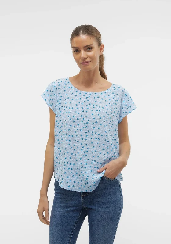 Sporty Wear Vero Moda Saki Floral Zip Back Top, Dutch Canal
