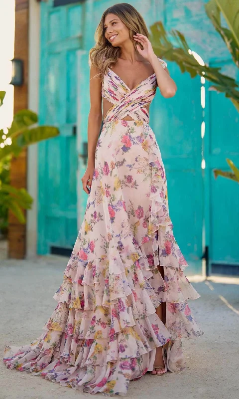 Warm Wear Sherri Hill 56084 - Cut Bodice Floral Gown