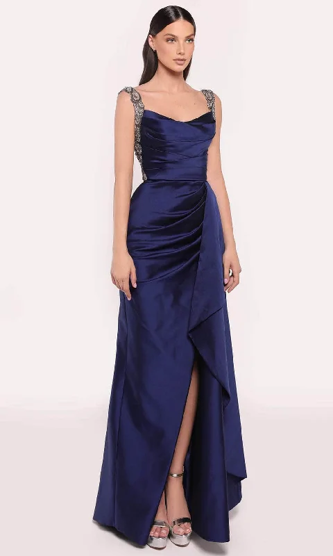 Soft Fabric Looks Tarik Ediz 98738 - Tank Strap Pleated Evening Gown