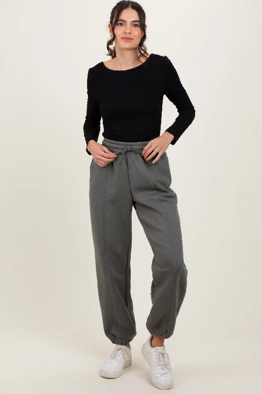 Versatile Comfort Wear Olive Drawstring Relaxed Fit Sweatpants