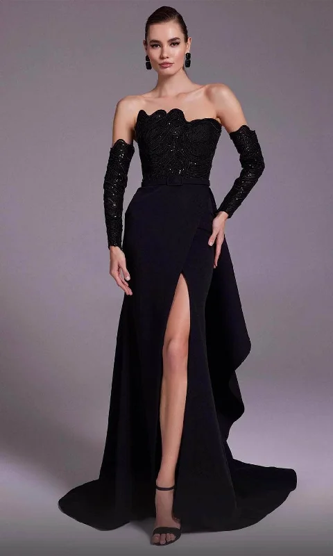 Comfortable Lifestyle MNM Couture N0553 - Strapless Scalloped Evening Dress