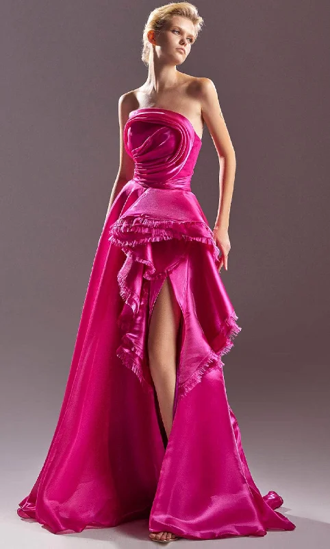 Trendy Layers MNM Couture G1514 - Ruffled A-line Evening Dress