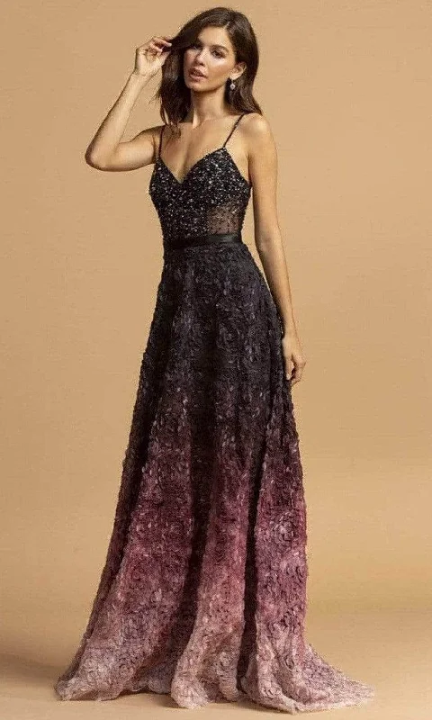 Effortless Looks Trevi Collection - V-Neck Ombre A-Line Evening Dress L2224