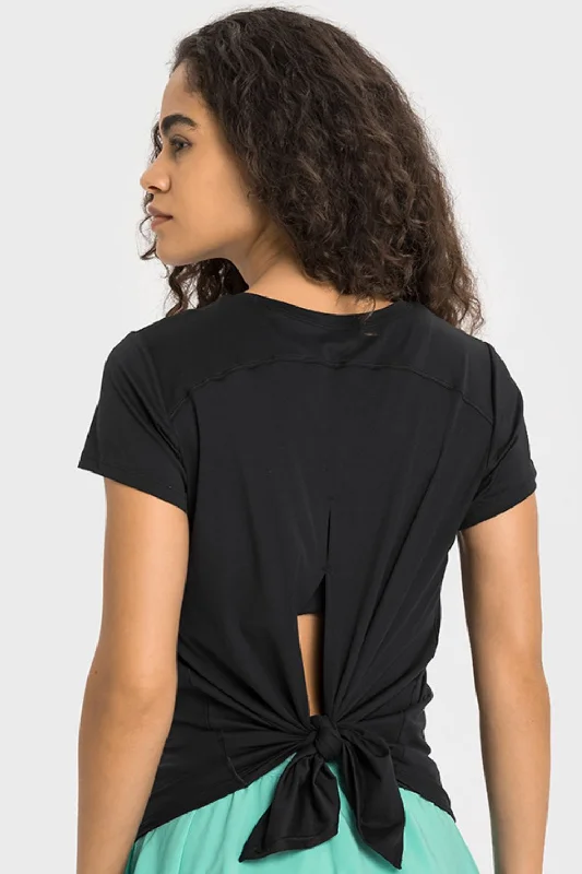 Cozy Knits Tie Back Short Sleeve Sports Tee