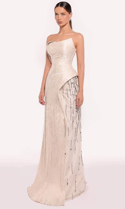 Comfortable Lounge Wear Tarik Ediz 98823 - Strapless Shirred Evening Gown