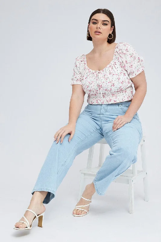 Comfortable Tops Denim Mom Jeans High Rise