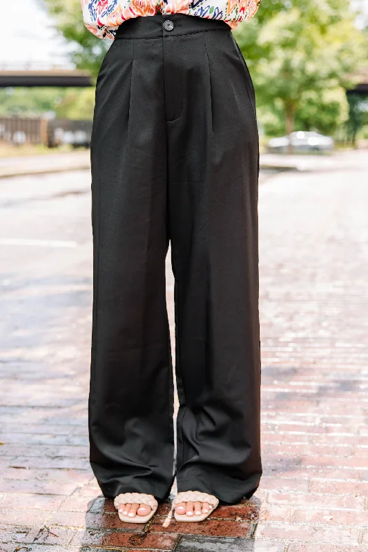 Casual Fit It Takes Skill Black High Waist Trousers